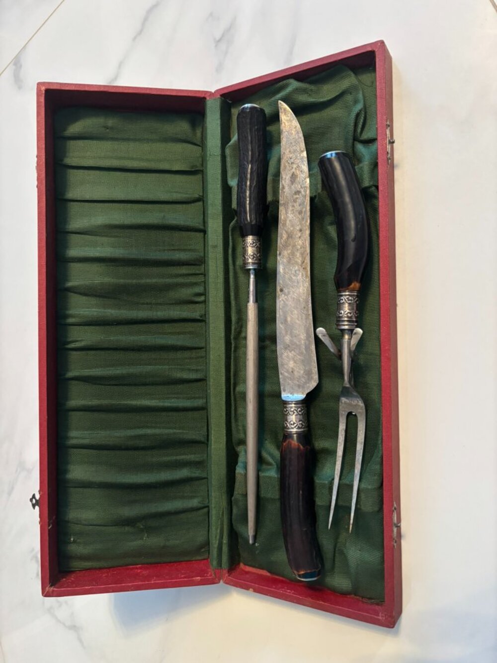 Vintage Carving Set w/ Case- Wandium American Cutlery - 3 piece